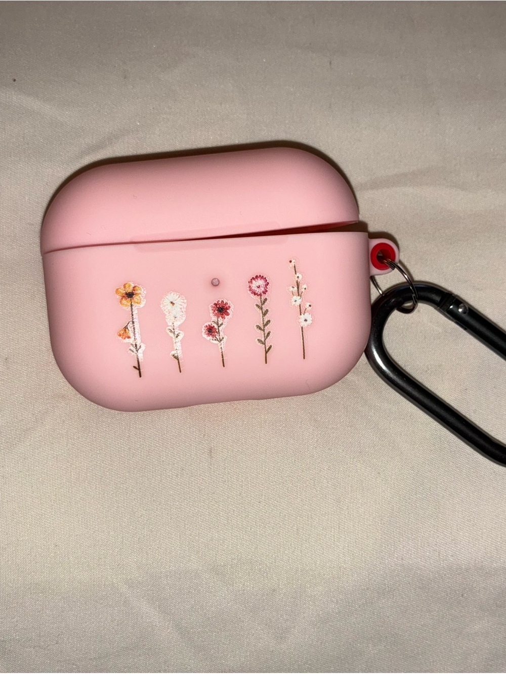 Pink Floral AirPods Pro 2 Case with Carabiner